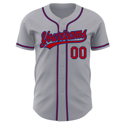 Custom Gray Red-Royal Authentic Baseball Jersey