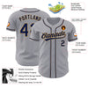 Custom Gray Navy-Old Gold Authentic Baseball Jersey