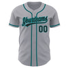 Custom Gray Black-Teal Authentic Baseball Jersey