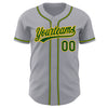 Custom Gray Green-Gold Authentic Baseball Jersey