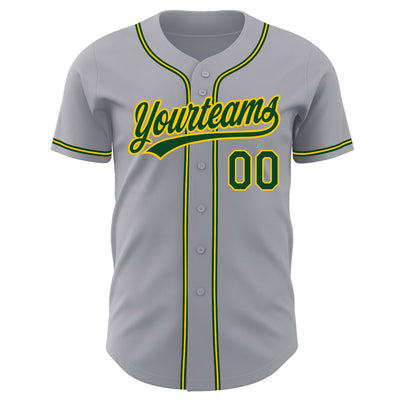 Custom Gray Green-Gold Authentic Baseball Jersey