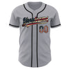 Custom Gray Vintage USA Flag-Black Authentic Baseball Jersey