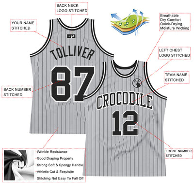 Custom Black Basketball Jersey-Steel Gray Authentic Throwback - FansIdea