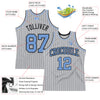 Custom Gray Black Pinstripe Light Blue Authentic Basketball Jersey