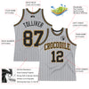 Custom Gray Black Pinstripe Black-Old Gold Authentic Basketball Jersey