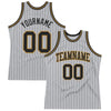 Custom Gray Black Pinstripe Black-Old Gold Authentic Basketball Jersey