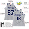 Custom Gray Navy Pinstripe Navy-White Authentic Basketball Jersey