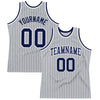 Custom Gray Navy Pinstripe Navy-White Authentic Basketball Jersey