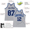 Custom Gray Navy Pinstripe Navy-Light Blue Authentic Basketball Jersey