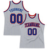 Custom Gray Royal Pinstripe Royal-Red Authentic Basketball Jersey