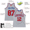 Custom Gray Royal Pinstripe Red-White Authentic Basketball Jersey