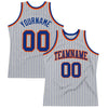 Custom Gray Royal Pinstripe Royal-Orange Authentic Basketball Jersey