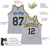 Custom Gray Royal Pinstripe Royal-Gold Authentic Basketball Jersey