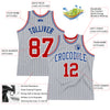 Custom Gray Royal Pinstripe Red-White Authentic Basketball Jersey