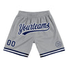 Custom Gray Navy-White Authentic Throwback Basketball Shorts