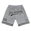 Custom Gray Black-White Authentic Throwback Basketball Shorts