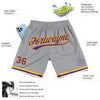 Custom Gray Purple-Gold Authentic Throwback Basketball Shorts