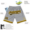 Custom Gray Black-Gold Authentic Throwback Basketball Shorts