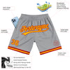 Custom Gray Gold-Red Authentic Throwback Basketball Shorts