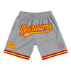 Custom Gray Gold-Red Authentic Throwback Basketball Shorts