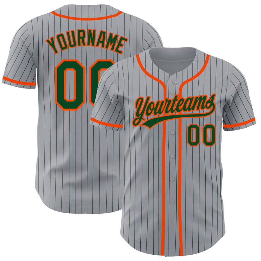 Custom Pinstripe Baseball Jersey Yellow Green Green-White