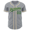 Custom Gray Green Pinstripe City Cream Authentic Baseball Jersey