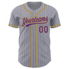 Custom Gray Purple Pinstripe Old Gold Authentic Baseball Jersey