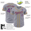 Custom Gray Purple Pinstripe Old Gold Authentic Baseball Jersey