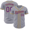 Custom Gray Purple Pinstripe Old Gold Authentic Baseball Jersey