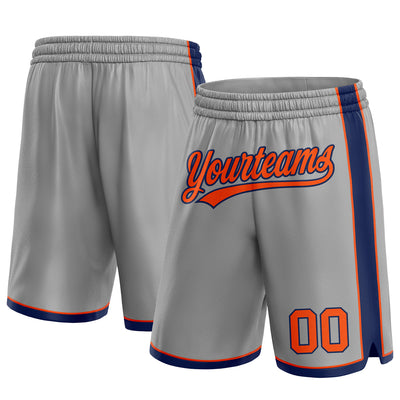 Custom Gray Orange-Navy Authentic Basketball Shorts