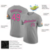 Custom Gray Pink-Kelly Green Performance T-Shirt