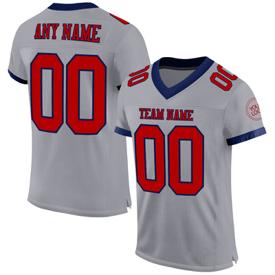 Custom Navy Football Jersey Cream-Red Mesh Authentic - FansIdea