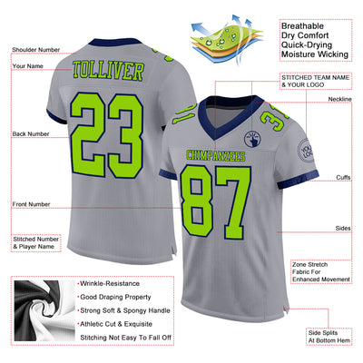 Custom Split Fashion Football Jersey Navy Gray-White Mesh - FansIdea