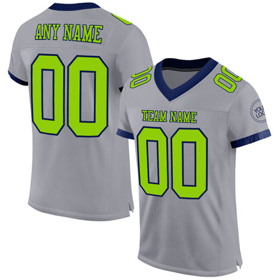 Custom Gray Baseball Jersey Neon Green-Navy Authentic - FansIdea