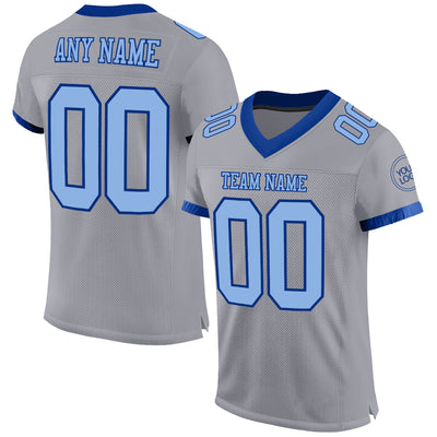 Custom White Light Blue-Royal Mesh Authentic Football Jersey