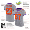 Custom Gray Orange-Purple Mesh Authentic Football Jersey