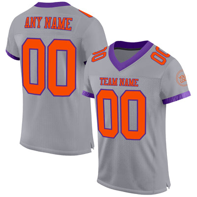 Custom Gray Orange-Purple Mesh Authentic Football Jersey