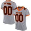 Custom Gray Brown-Orange Mesh Authentic Football Jersey