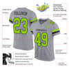 Custom Gray Neon Green-Black Mesh Authentic Football Jersey