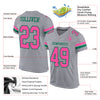 Custom Gray Pink-Kelly Green Mesh Authentic Football Jersey