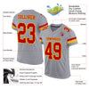 Custom Gray Red-Gold Mesh Authentic Football Jersey