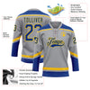 Custom Gray Royal-Yellow Hockey Lace Neck Jersey