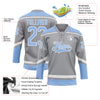 Custom Gray Light Blue-White Hockey Lace Neck Jersey