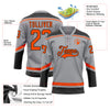 Custom Gray Orange-Black Hockey Lace Neck Jersey