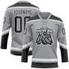 Custom Gray Black-White Hockey Lace Neck Jersey