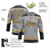 Custom Gray Old Gold-Black Hockey Lace Neck Jersey