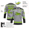 Custom Gray Neon Green-Black Hockey Lace Neck Jersey