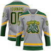 Custom Gray Green-Gold Hockey Lace Neck Jersey