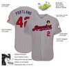 Custom Gray Red Pinstripe Navy Authentic Baseball Jersey