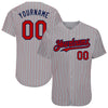 Custom Gray Red Pinstripe Navy Authentic Baseball Jersey